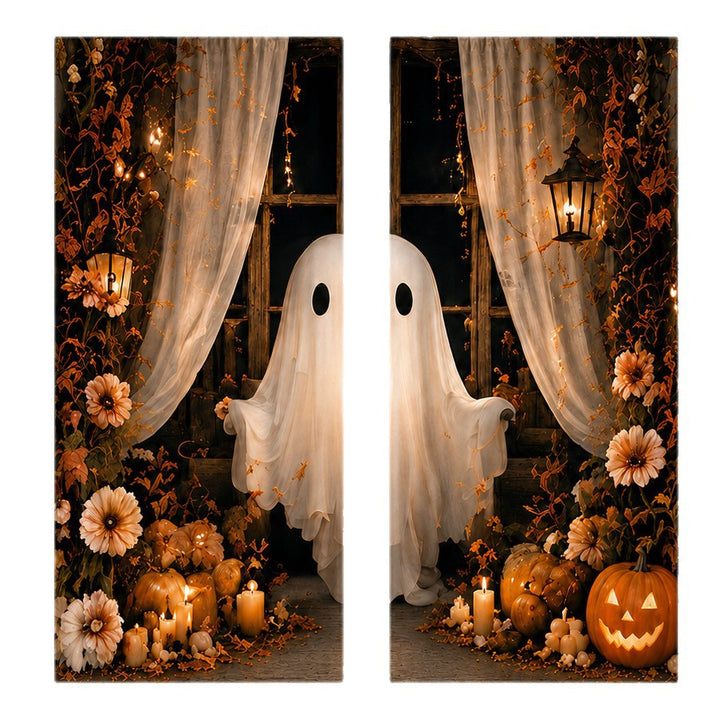 Ghost-Themed Halloween Window Drapes