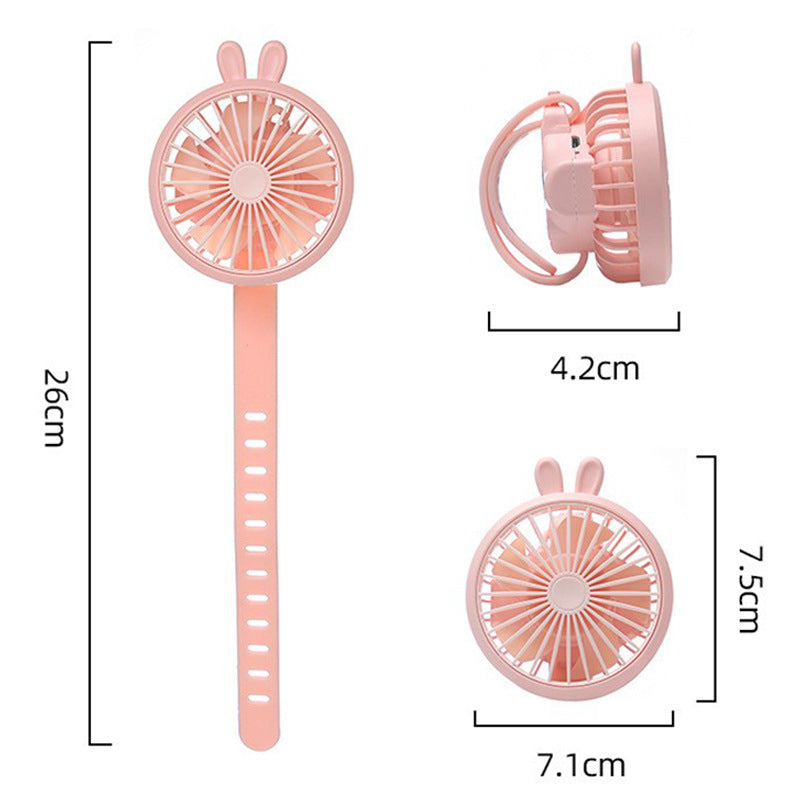 Unisex Portable Hand Fan with Integrated Wristband and Flexible Tilt Bowlift