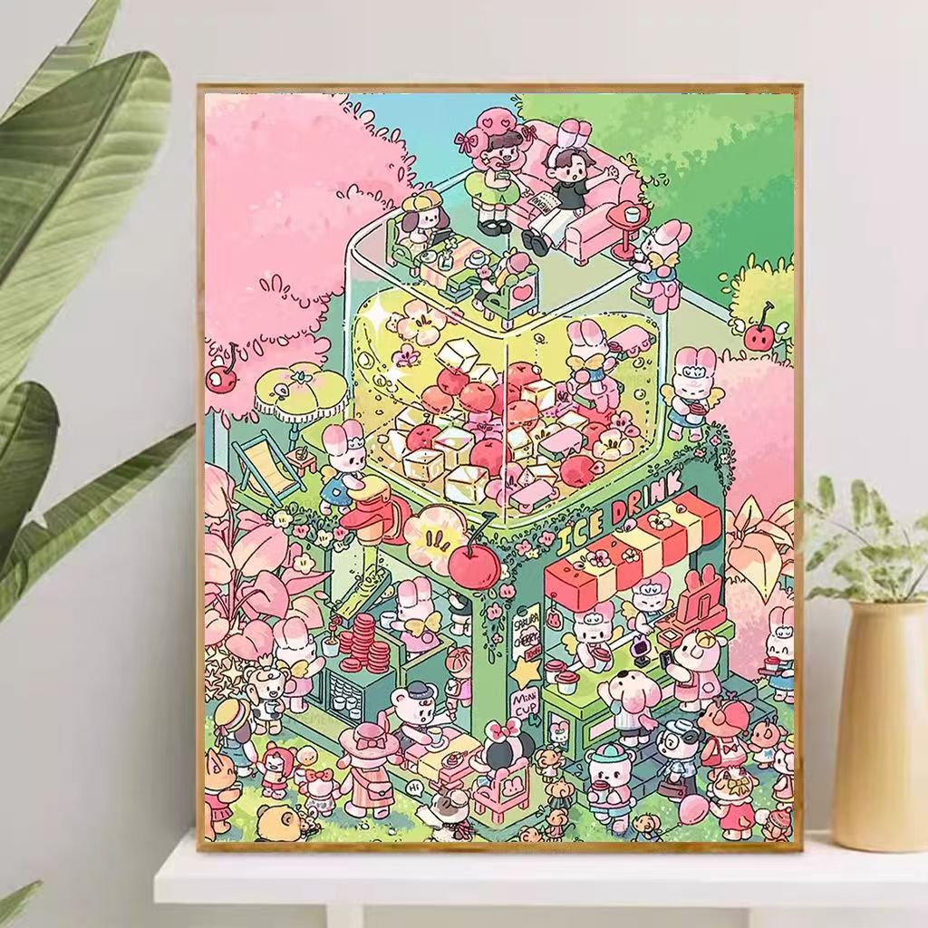 Playful Cartoon-Themed Art Canvas Bowlift