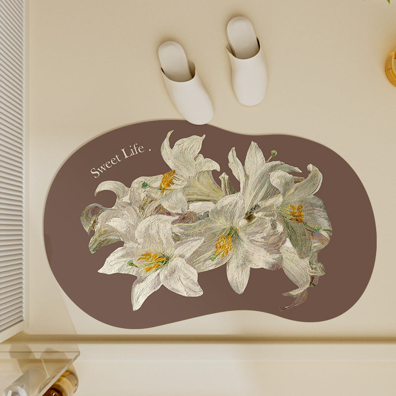 Floral-Inspired Decorative Bath Mat Bowlift