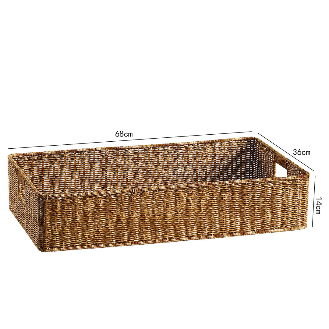 Large Handwoven Rectangular Storage Basket with Cutout Handles Bowlift