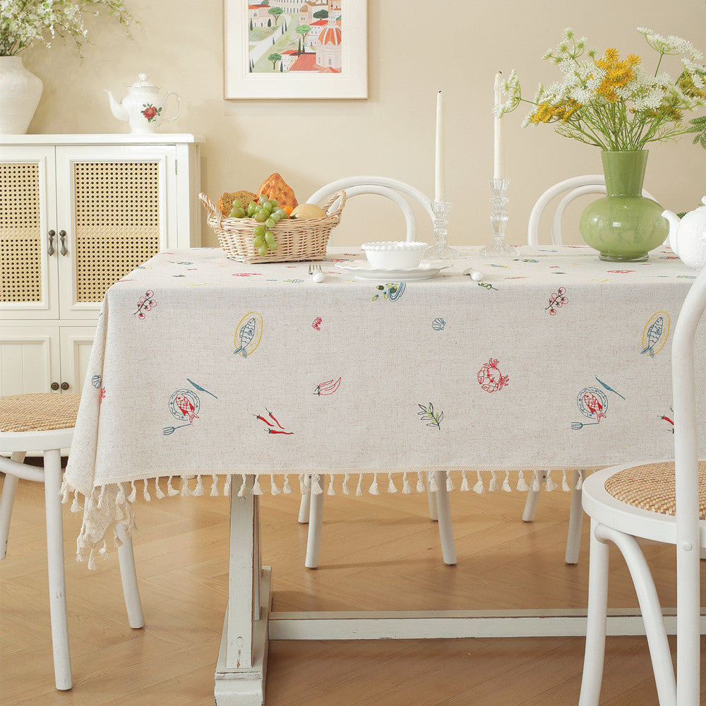 Embroidered Fruit Design Tablecloth