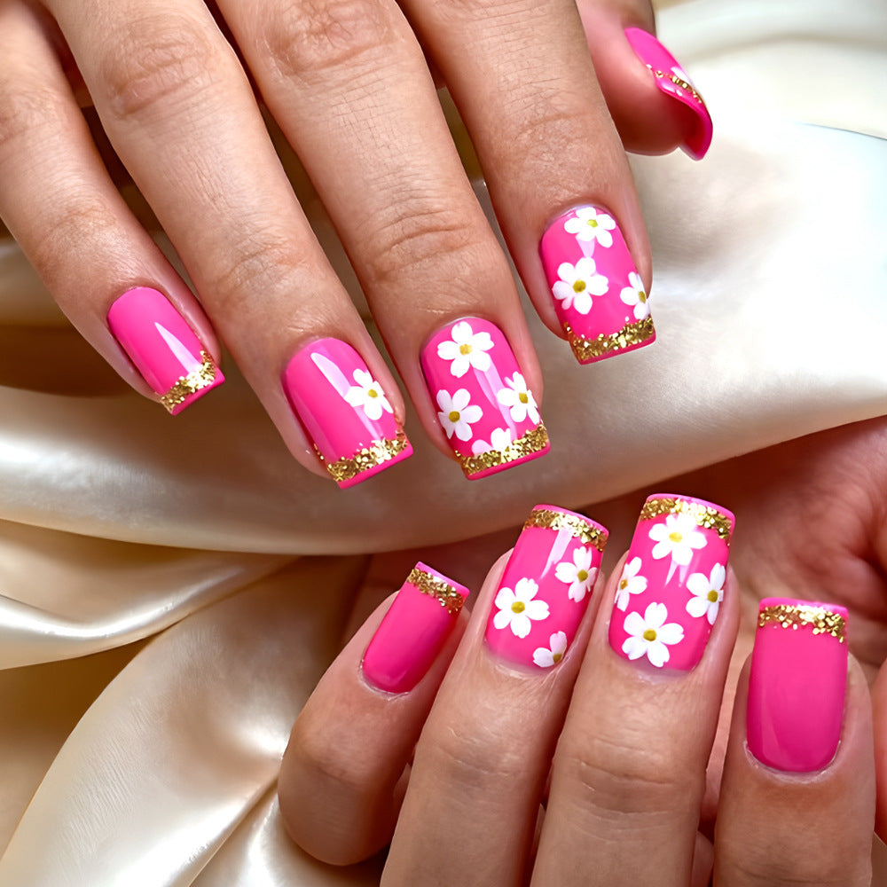 Floral Gel Nail Art Design Bowlift