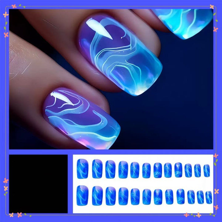 Artificial nails with modern wave pattern Bowlift