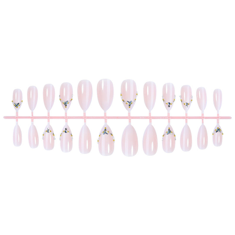Premium Decorative Press-On Nail Set with Gem Accents Bowlift