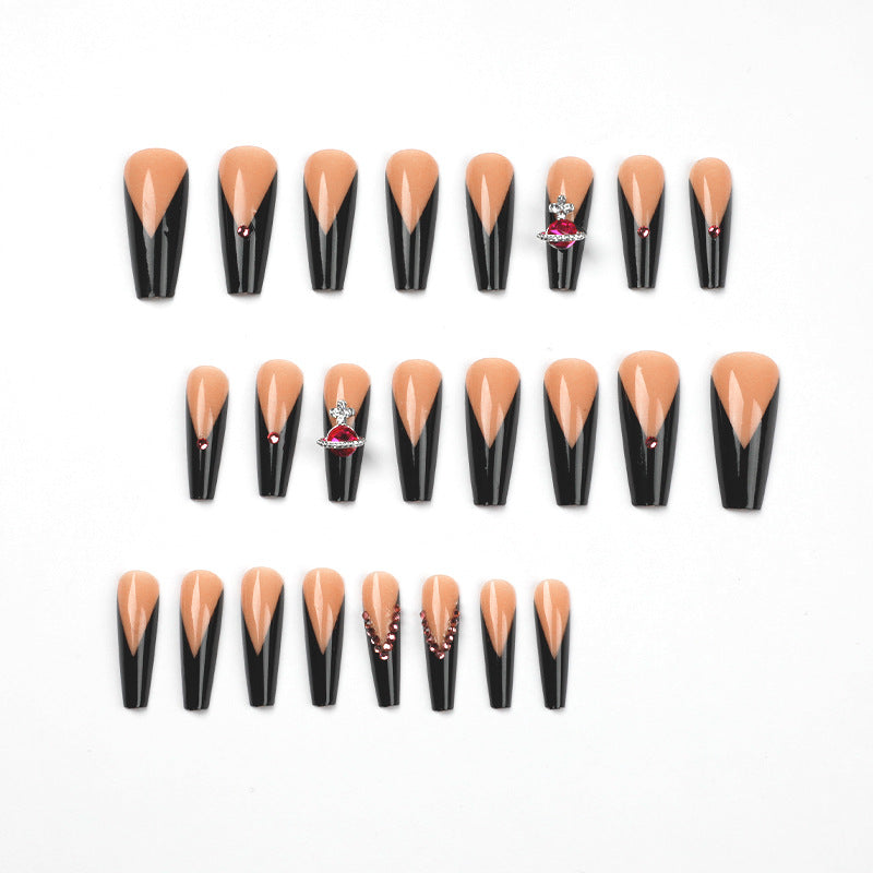 Artful Nail Art with Rhinestones and Shine Bowlift