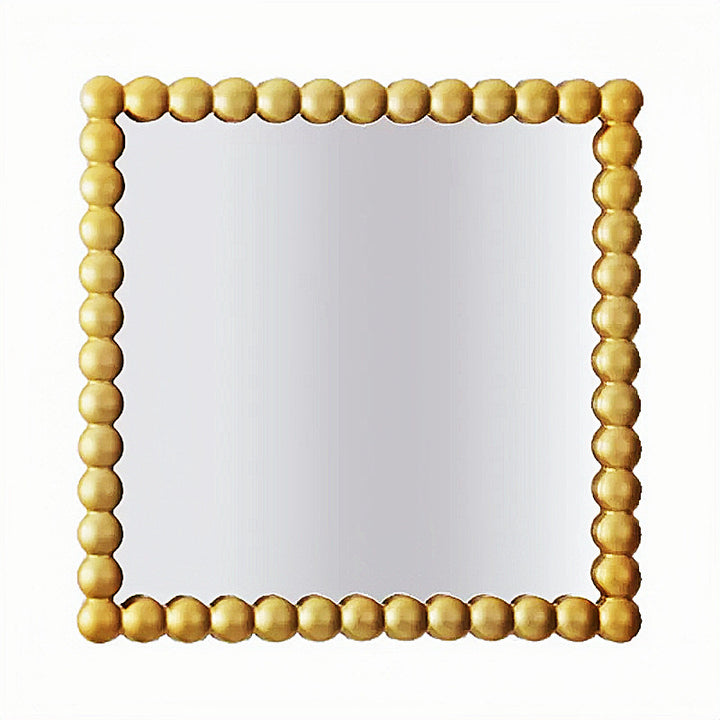 Decorative Square Wall Mirror with Beaded Frame Bowlift