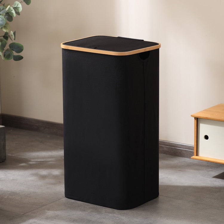 Elegant Laundry Container Made of High-Quality Textile with Bamboo Frame Bowlift