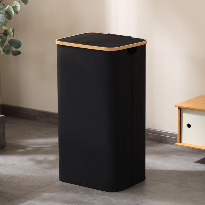 Elegant Laundry Container Made of High-Quality Textile with Bamboo Frame Bowlift