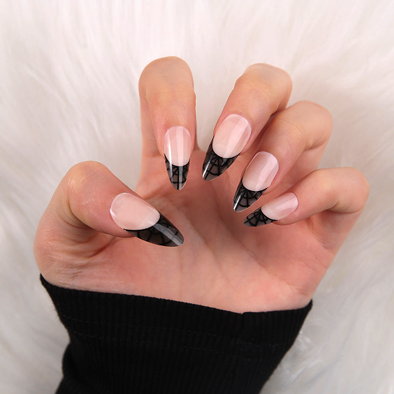 Artful nail tips with elegant spider web pattern Bowlift