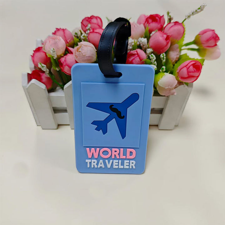 Unisex Travel-Themed Silicone Luggage Tag Bowlift