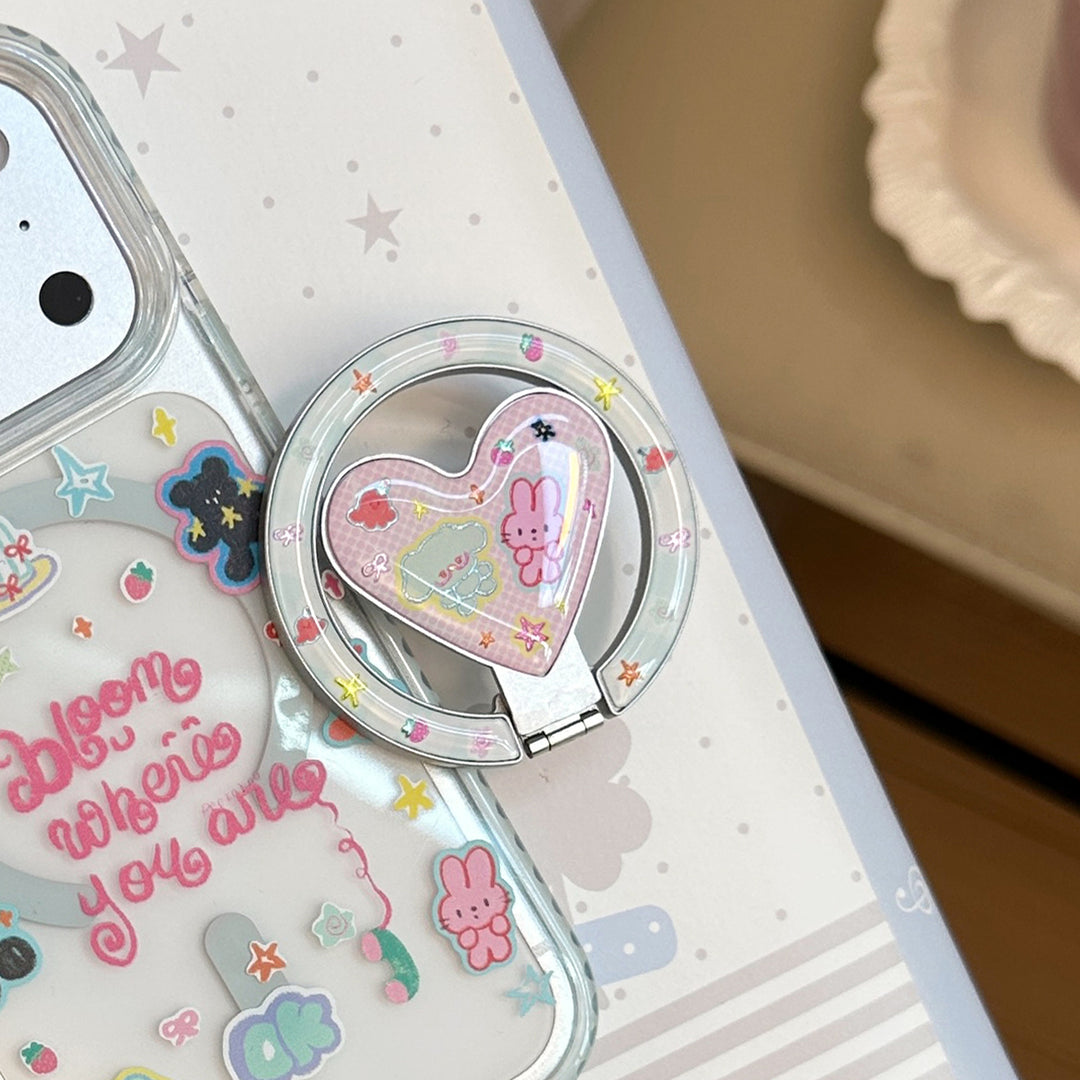 Heart-shaped Smartphone Finger Holder with Kawaii Design Bowlift