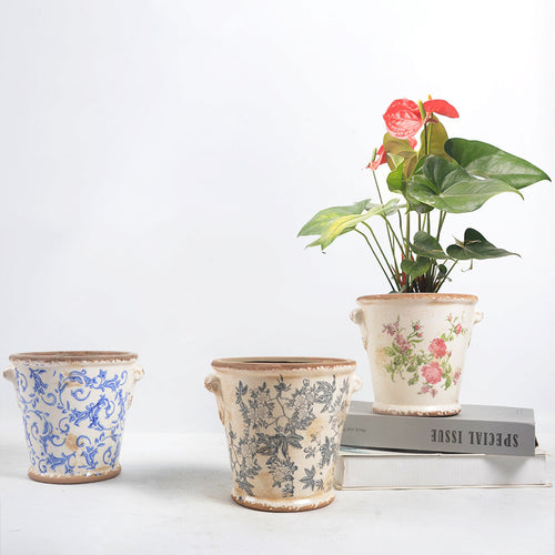 Decorative flower pot with floral embellishments Bowlift