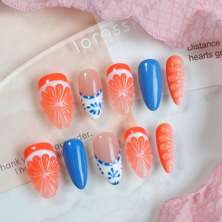 Nail art set with floral and colorful designs Bowlift