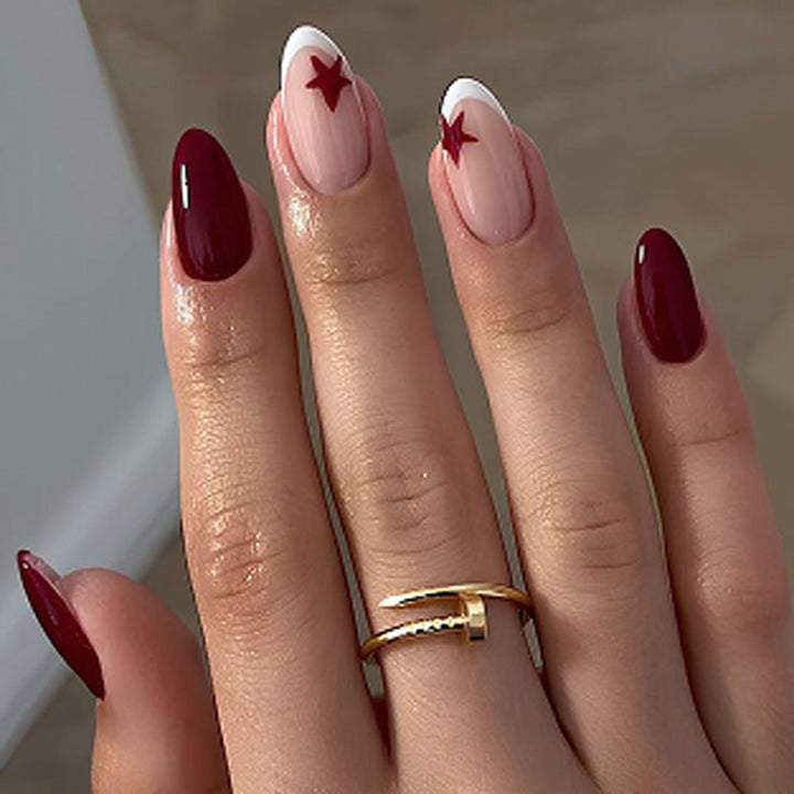 Artful Nail Extensions with Star Design Bowlift