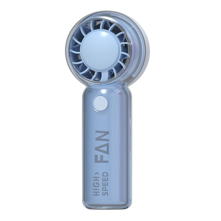 Cooling portable high-speed handheld mini fan with transparent safety housing and USB-C recharge Bowlift
