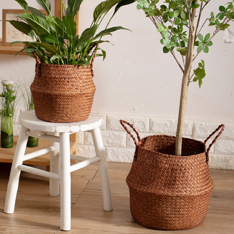 Handwoven Natural Fiber Storage Basket Bowlift