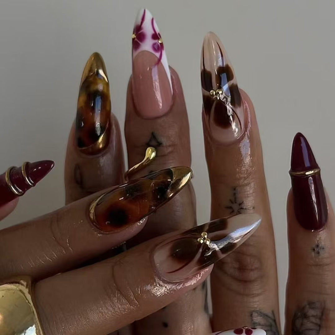 Artistic Long Stiletto Press-On Nail Extensions Bowlift