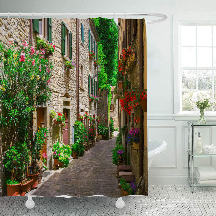 Floral Lane-Inspired Shower Curtain Bowlift