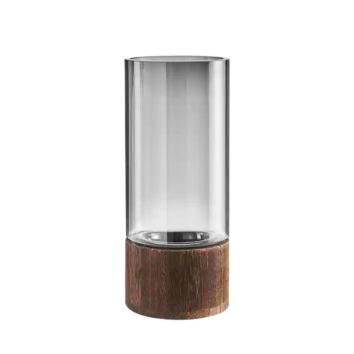 High-quality glass vase with wooden base Bowlift