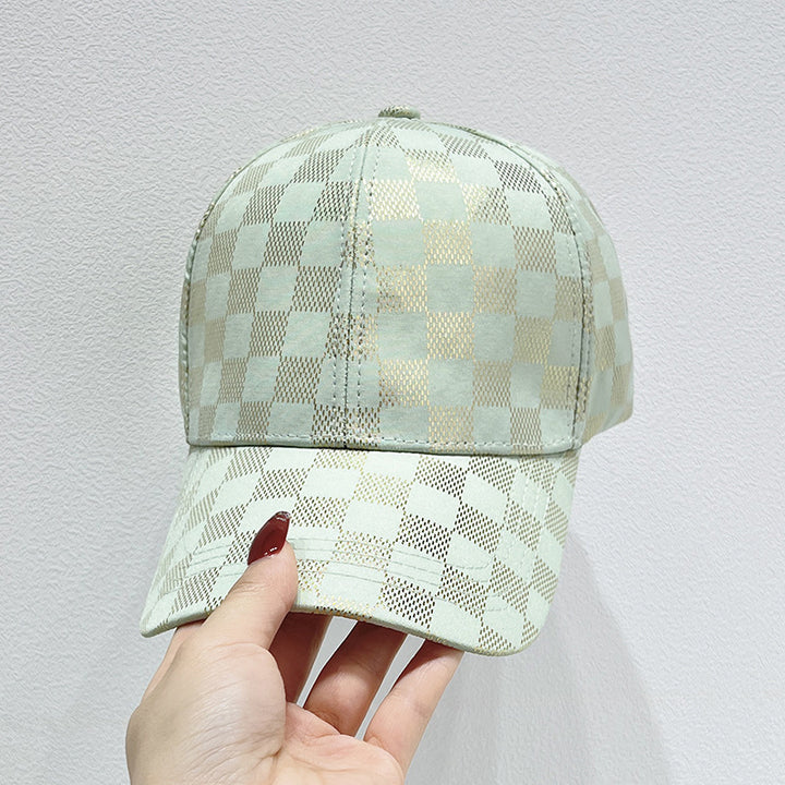 Women's Mesh Checkered Baseball Cap Bowlift