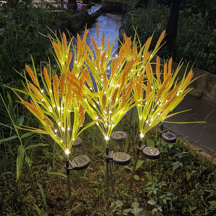 Solar Ornamental Grass Stake Lights With Warm White LED Accents Bowlift