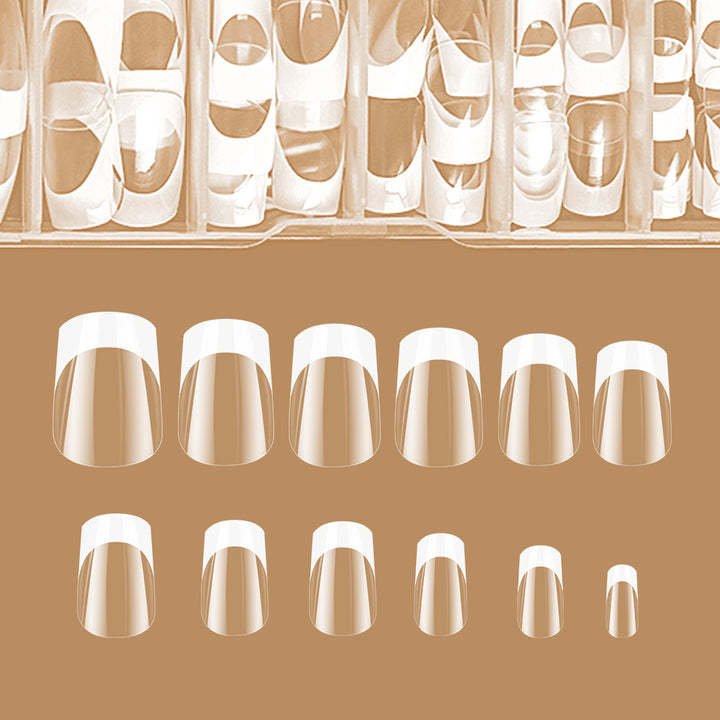 Elegant French Tip Press-On Nails Bowlift