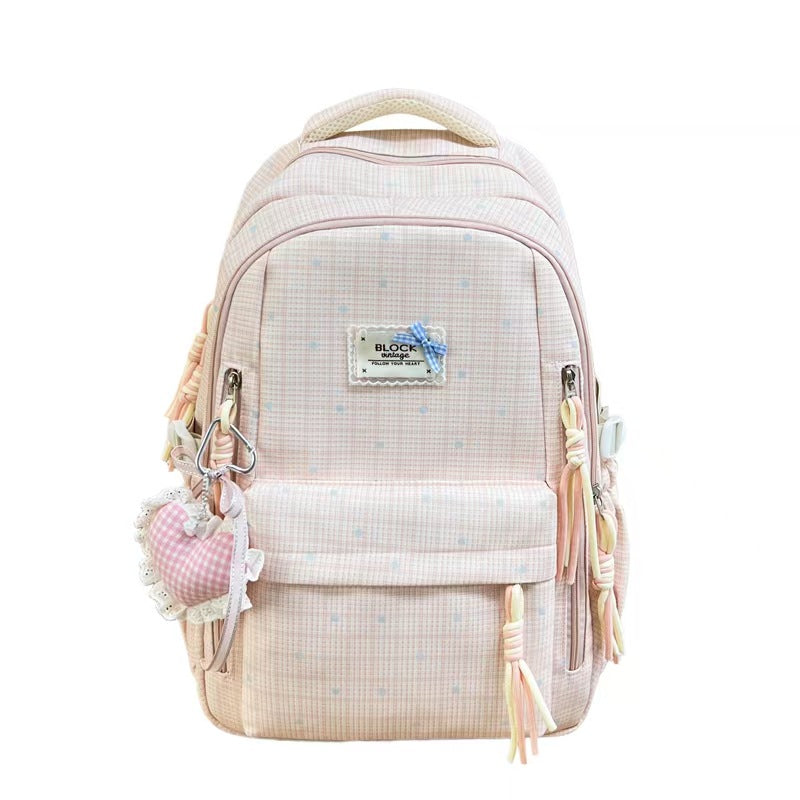 Stylish Gingham Pattern Backpack Bowlift