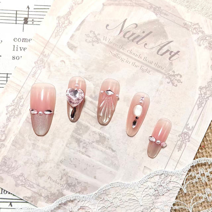 Elegant artificial nails with glitter accents Bowlift