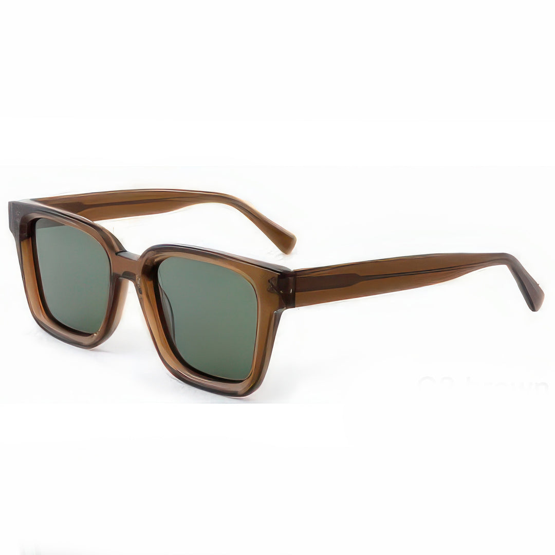 Ladies' Fashionable Square Sunglasses with Transparent Plastic Frame and Polarized Lenses Bowlift