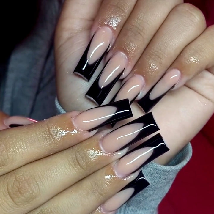 Elegant Ombre French Tip Acrylic Nails Bowlift