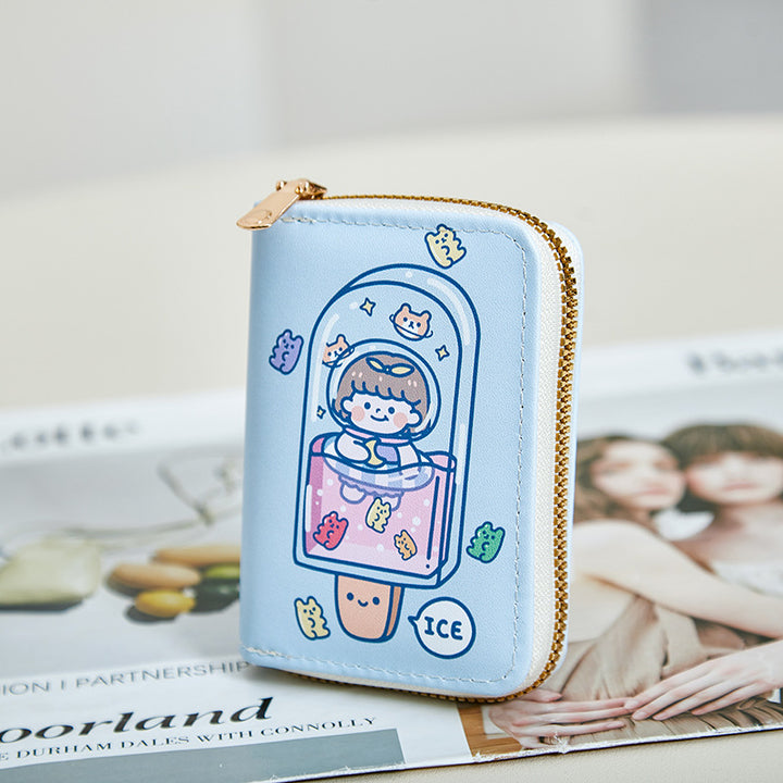 Fun Cartoon Print Zipper Wallet