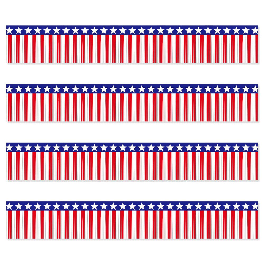 Unisex decorative fringe border made of paper with star banner and elongated hanging strips Bowlift