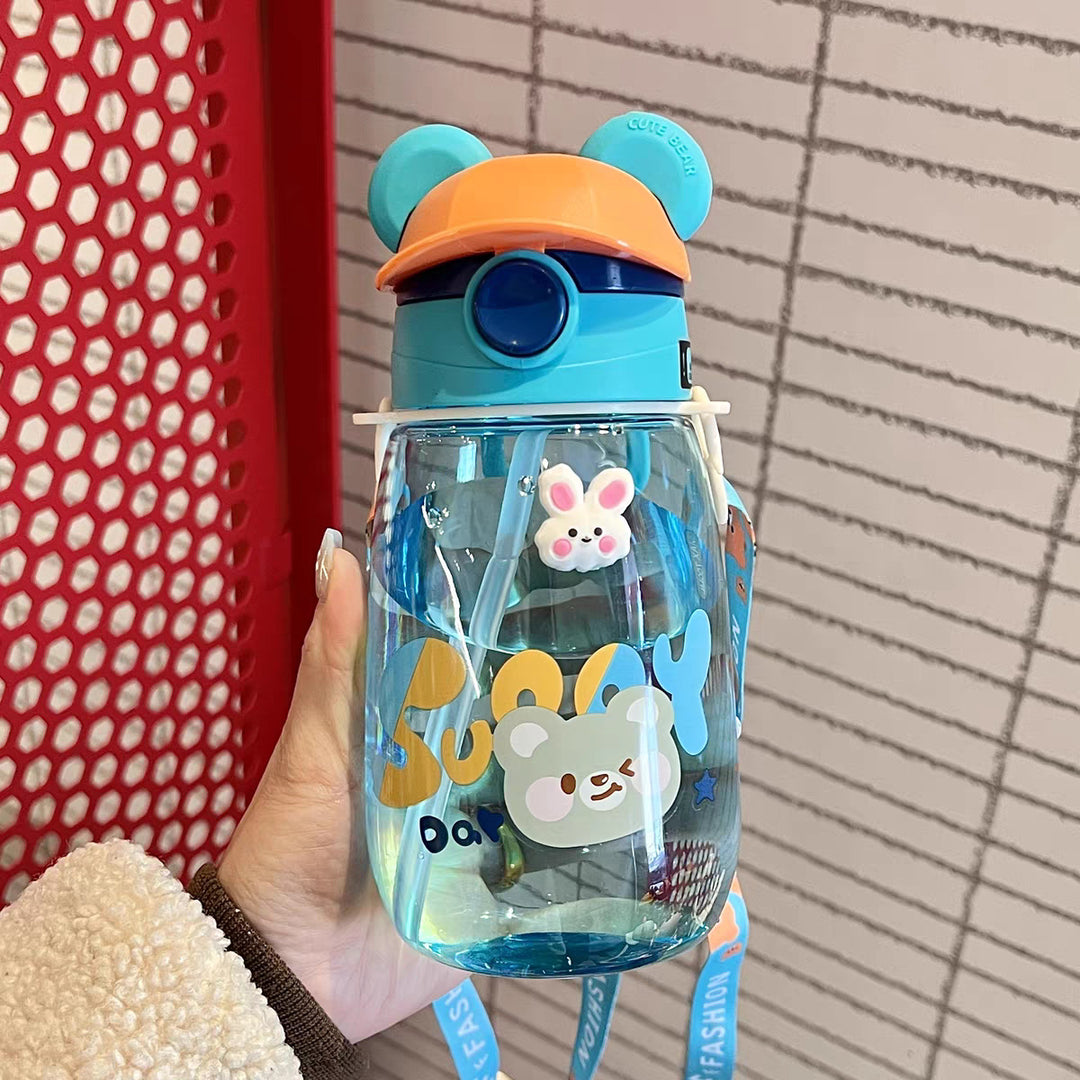 Women Playful Children's Drinking Bottle with Integrated Straw Bowlift