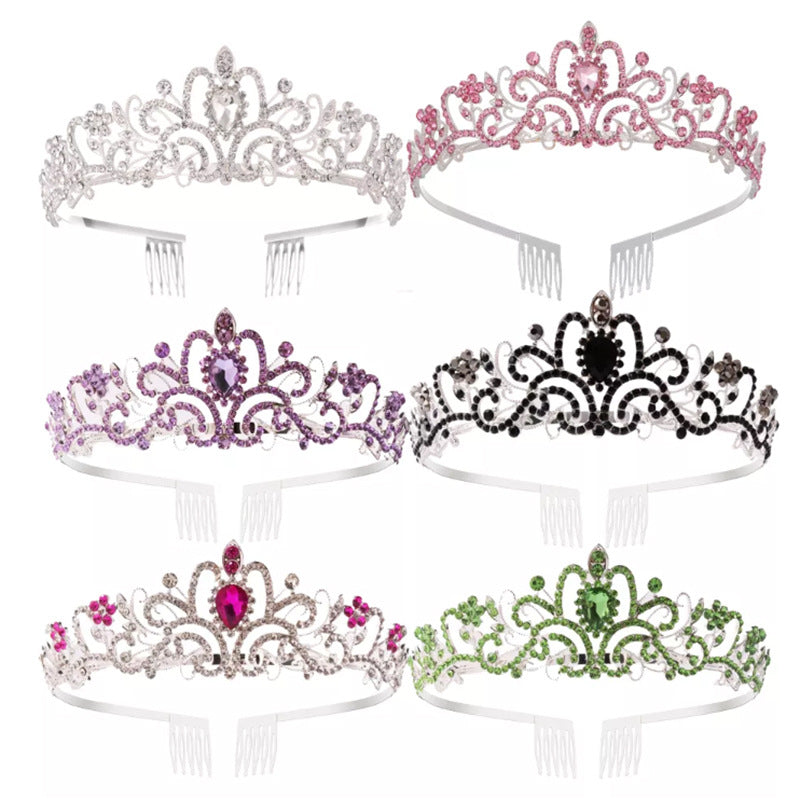 Ladies Sparkling Crystal Tiara with Filigree Design Bowlift