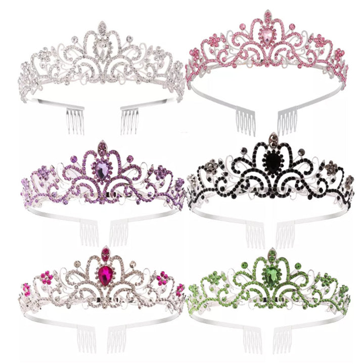 Ladies Sparkling Crystal Tiara with Filigree Design Bowlift