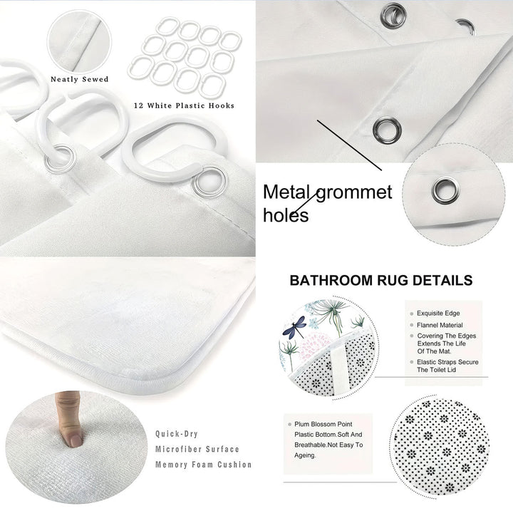 Artistic Dragonfly-Themed Four-Piece Digital Bathroom Set Bowlift