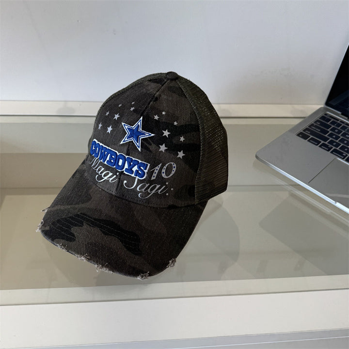 Men's Distressed Camouflage Graphic Baseball Cap Bowlift