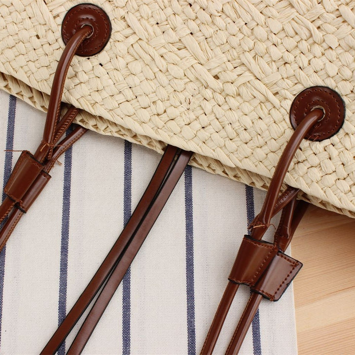 Handbag Made of Natural Weave with Leather Handles Bowlift