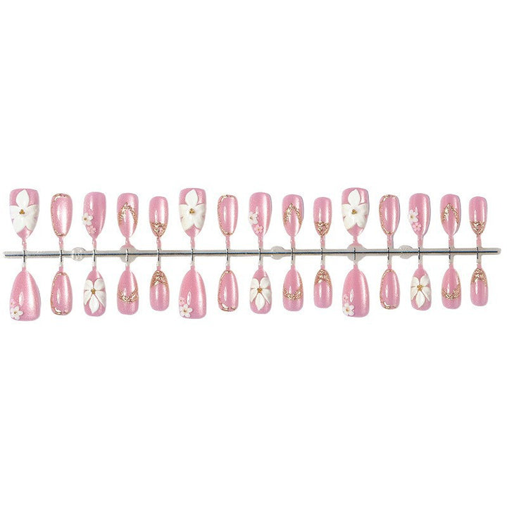 Acrylic nail set with elegant flower and glitter designs Bowlift