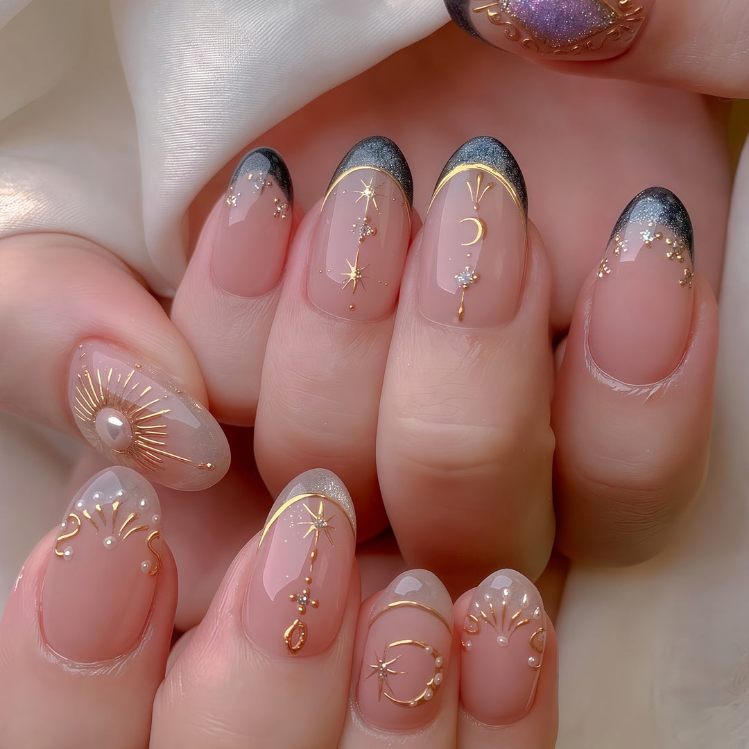 Celestial-Inspired Decorative Nail Art Bowlift