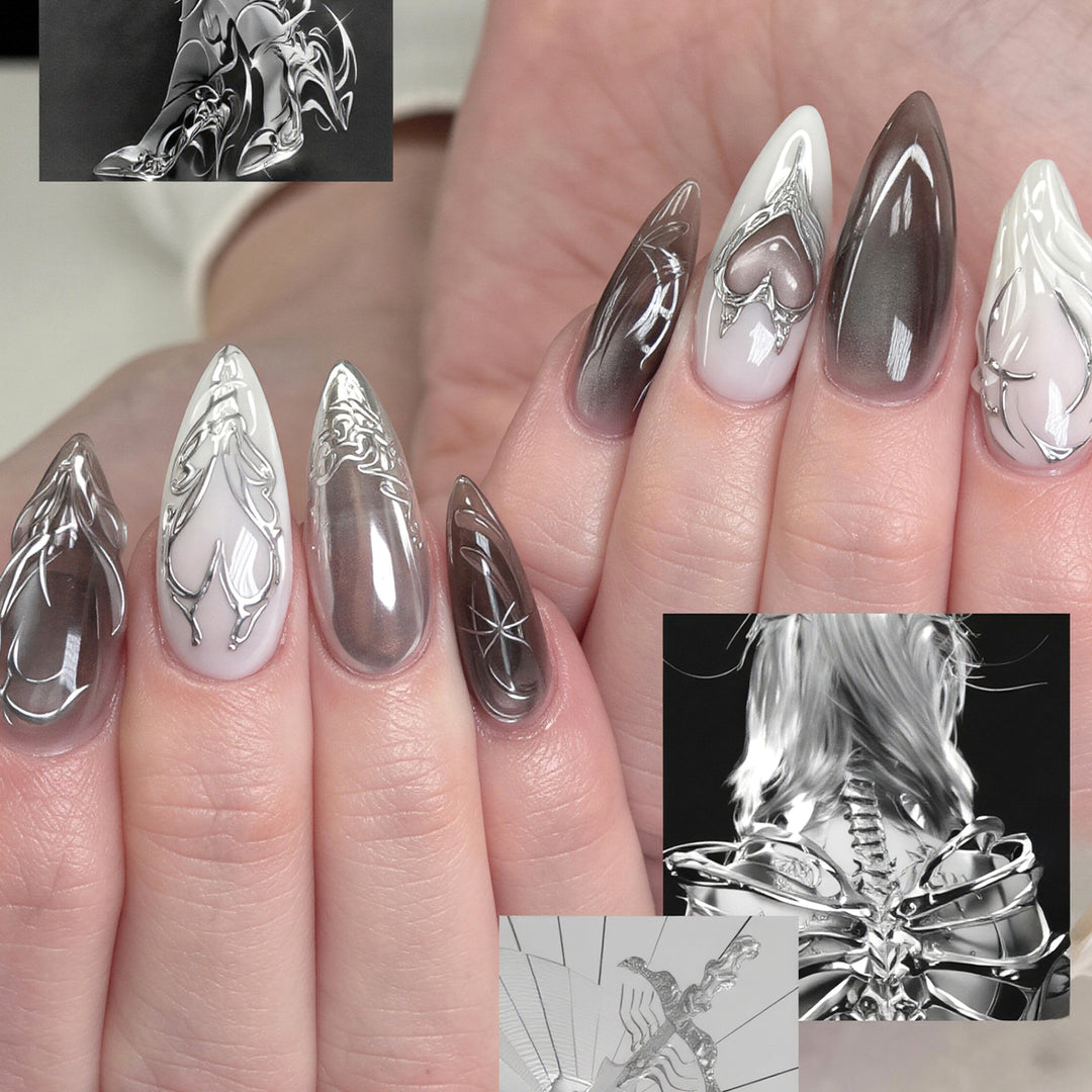 Artistic Long Stiletto Nail Art Tips Bowlift