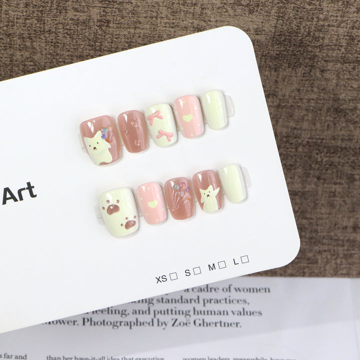 Whimsical Character-Themed Press-On Nail Art Bowlift