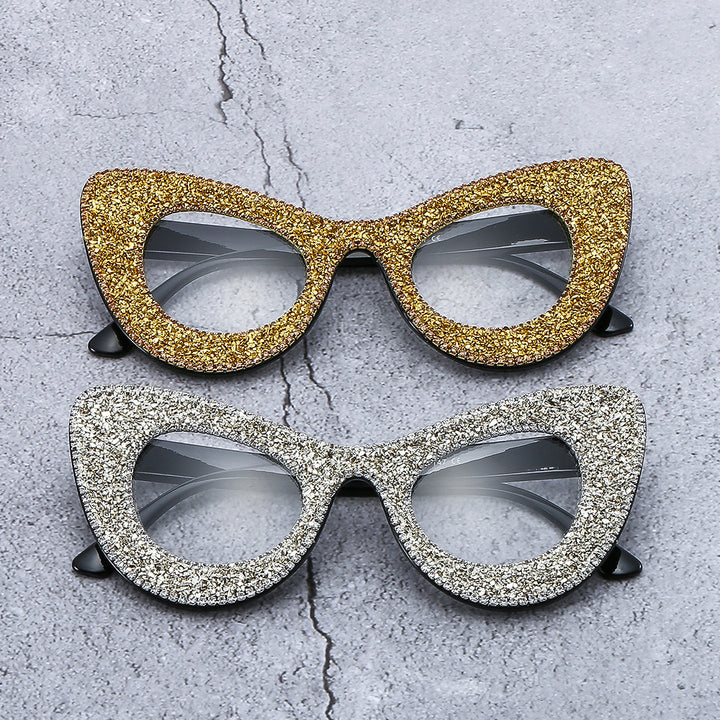 Ladies Glamorous Cat-Eye Sunglasses with Rhinestone Decoration Bowlift