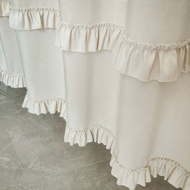 Elegant Ruffled Shower Curtain Bowlift