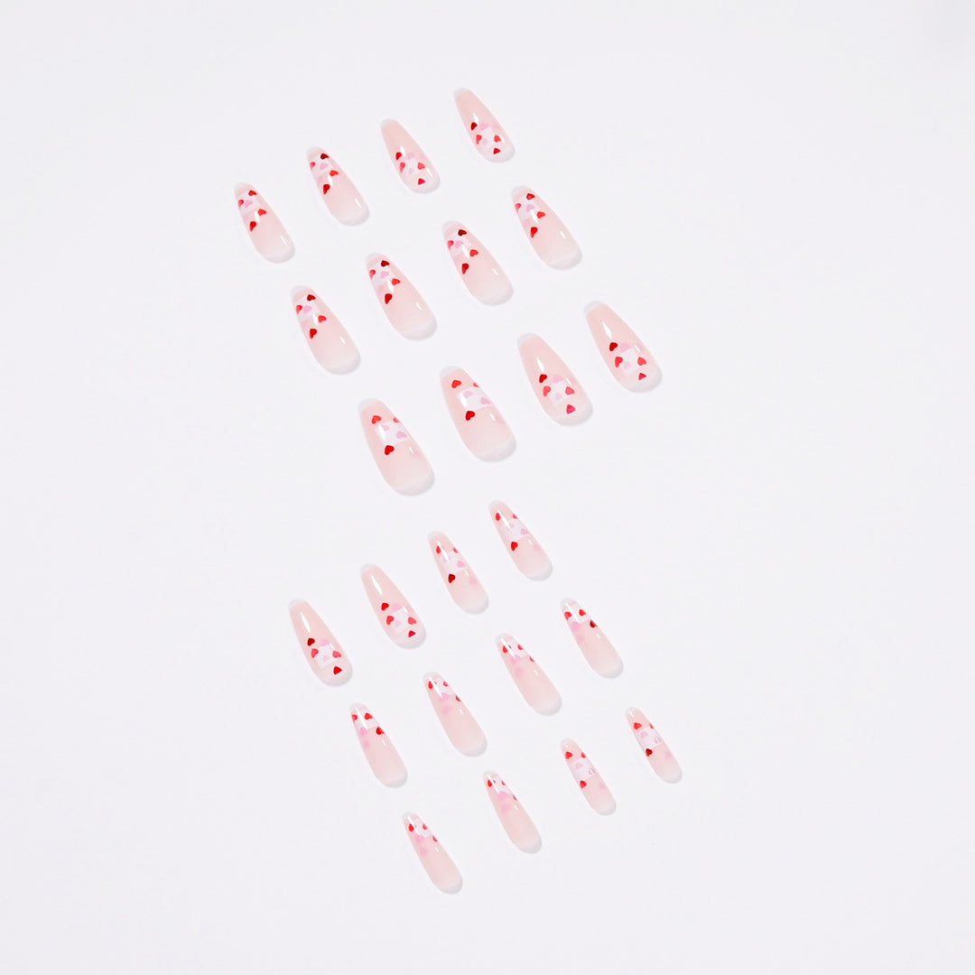 Artistic Nail Extensions with Heart Design Bowlift