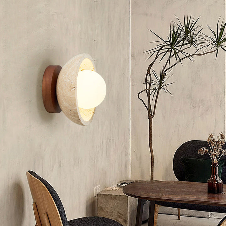BowLift | Boho Travertine Natural Stone LED Wall Lamp