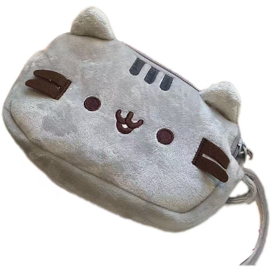 Plush Cat Crossbody Bag with Zippered Coin Pocket and Adjustable Strap Bowlift