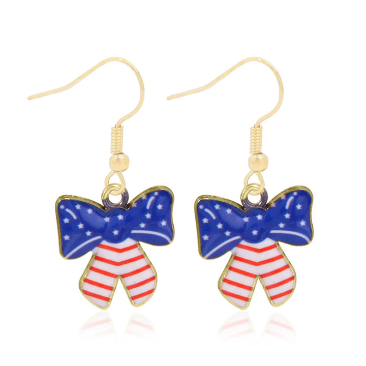 Women's star-shaped enamel earrings with USA flag motif and gold-plated fish Bowlift