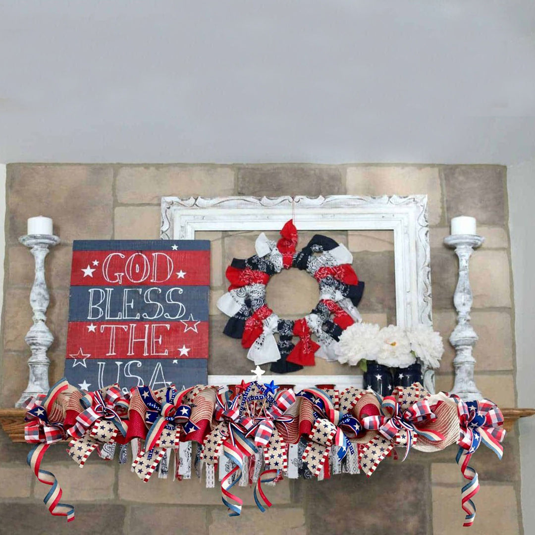 Unisex decorative garland made of jute and bows with star applications 90cm Bowlift